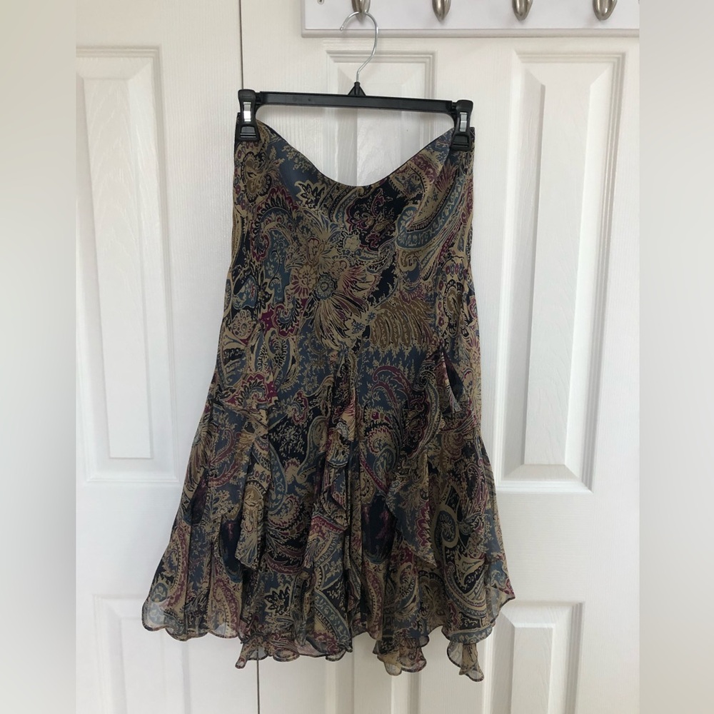 Ralph Lauren 100% silk multicolored/ruffled skirt - mint/new condition | sz S/P